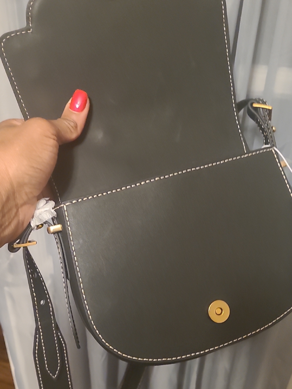 SAM EDELMAN Black Leather Crossbody Bag with Contrast Stitching - Picture 13 of 13